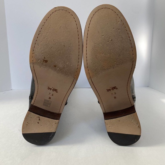 COACH Boots Black Riding CAROLINA SZ 7.5B Black Leather - Picture 11 of 12